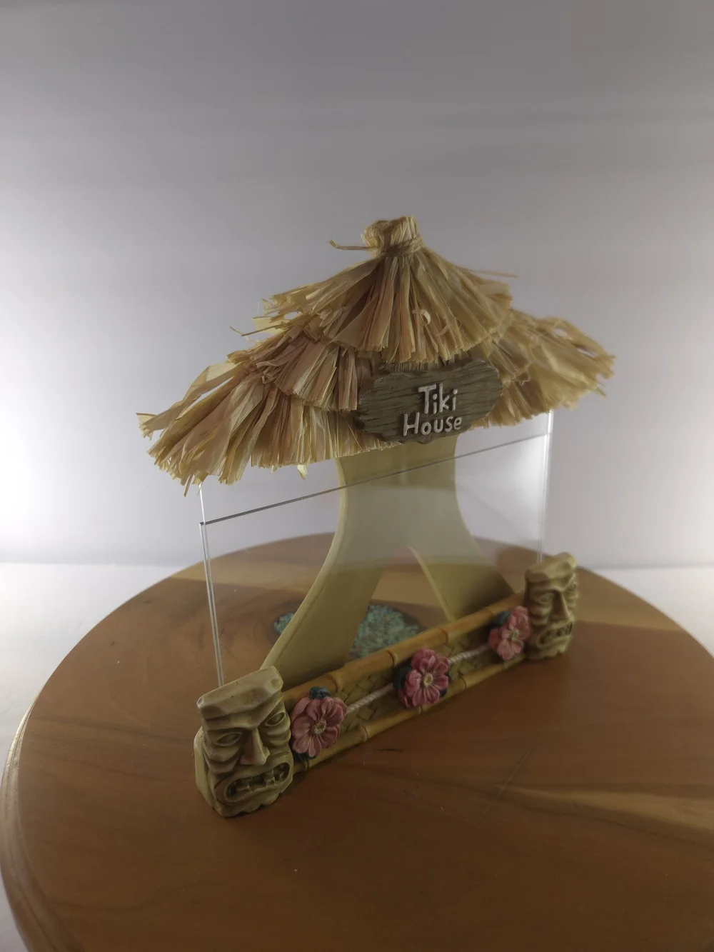 Tiki Hut Photo Frame Tropical Hawaiian Luau Decor Thatch Roof Tiki Masks,Vintage
